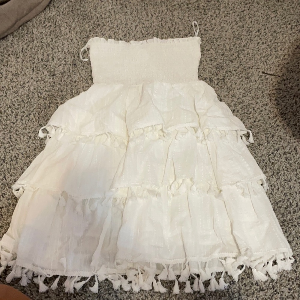 Strapless frill dress